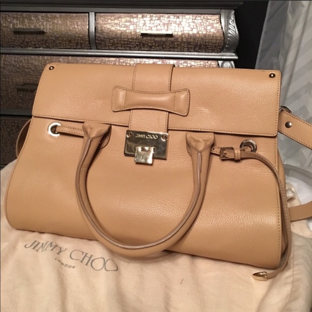 Jimmy Choo Tan Rosalie Leather Bag, authentic.